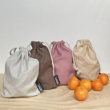 Set of 4 Cotton Drawstring Produce Bags
